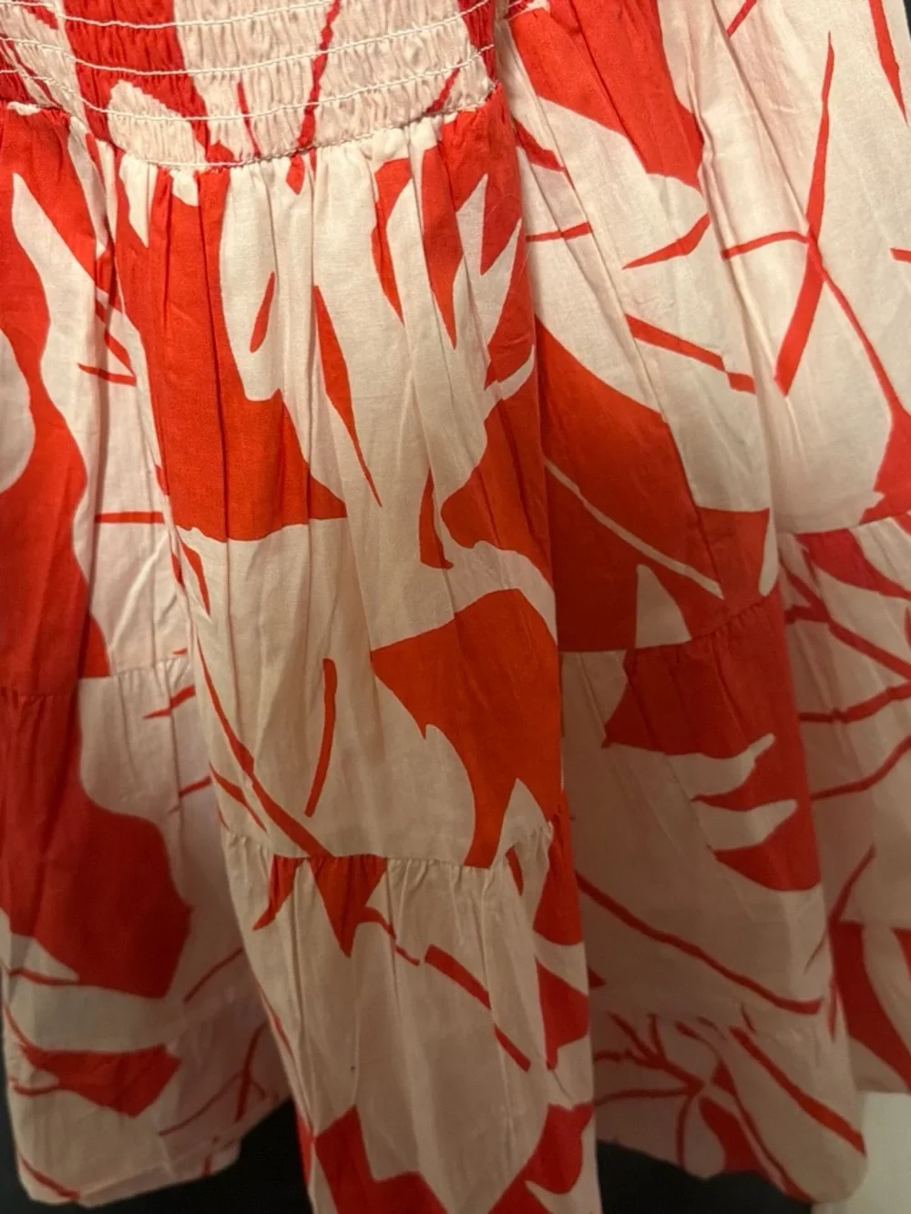 POL Red & White Floral Tiered Sundress Size Small BNWOT